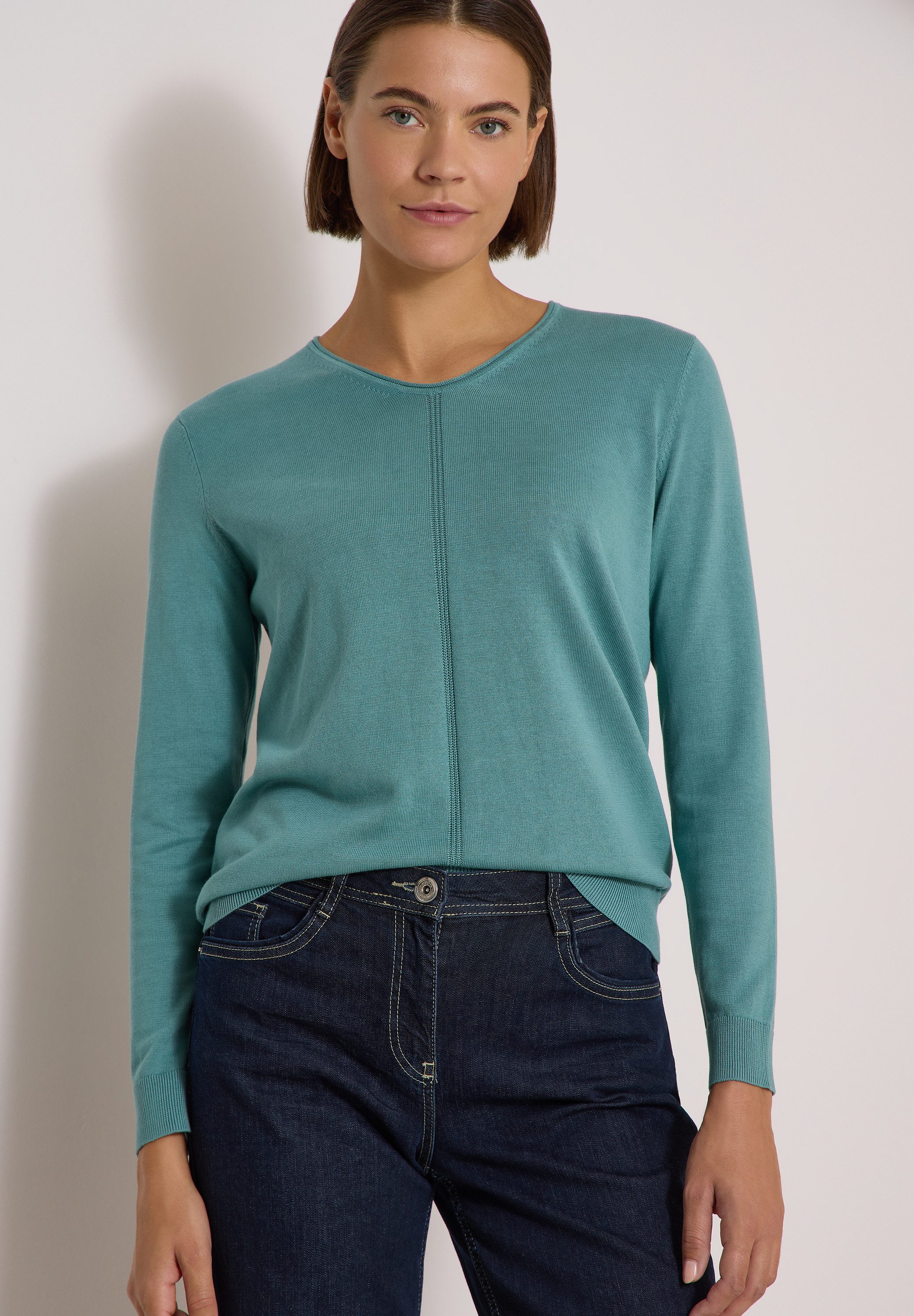 CECIL V-Ausschnitt-Pullover im soften Baumwoll-Mix
