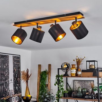 hofstein Deckenleuchte »Costa« Deckenlampe aus Holz/Metall/Stoff in Natur/Schwarz/Goldfarben, ohne Leuchtmittel, Leuchte im skandinavischen Design mit verstellbaren Schirmen, 4xE14