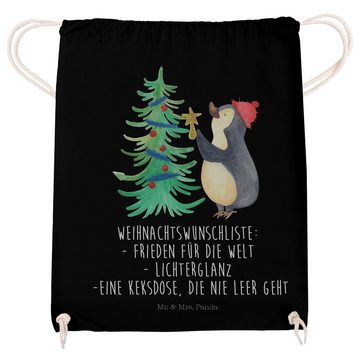 Mr. & Mrs. Panda Sporttasche Pinguin Weihnachtsbaum - Schwarz - Geschenk, Sporttasche, Stoffbeutel (1-tlg), Pandacharme