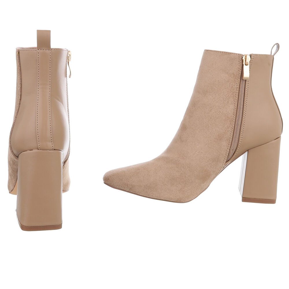 Ital-Design Elegante Ankle Boots mit Blockabsatz für Damen High-Heel-Stiefelette (90542782) Blockabsatz Stiefeletten in Hellbraun – Bild 5 von 5