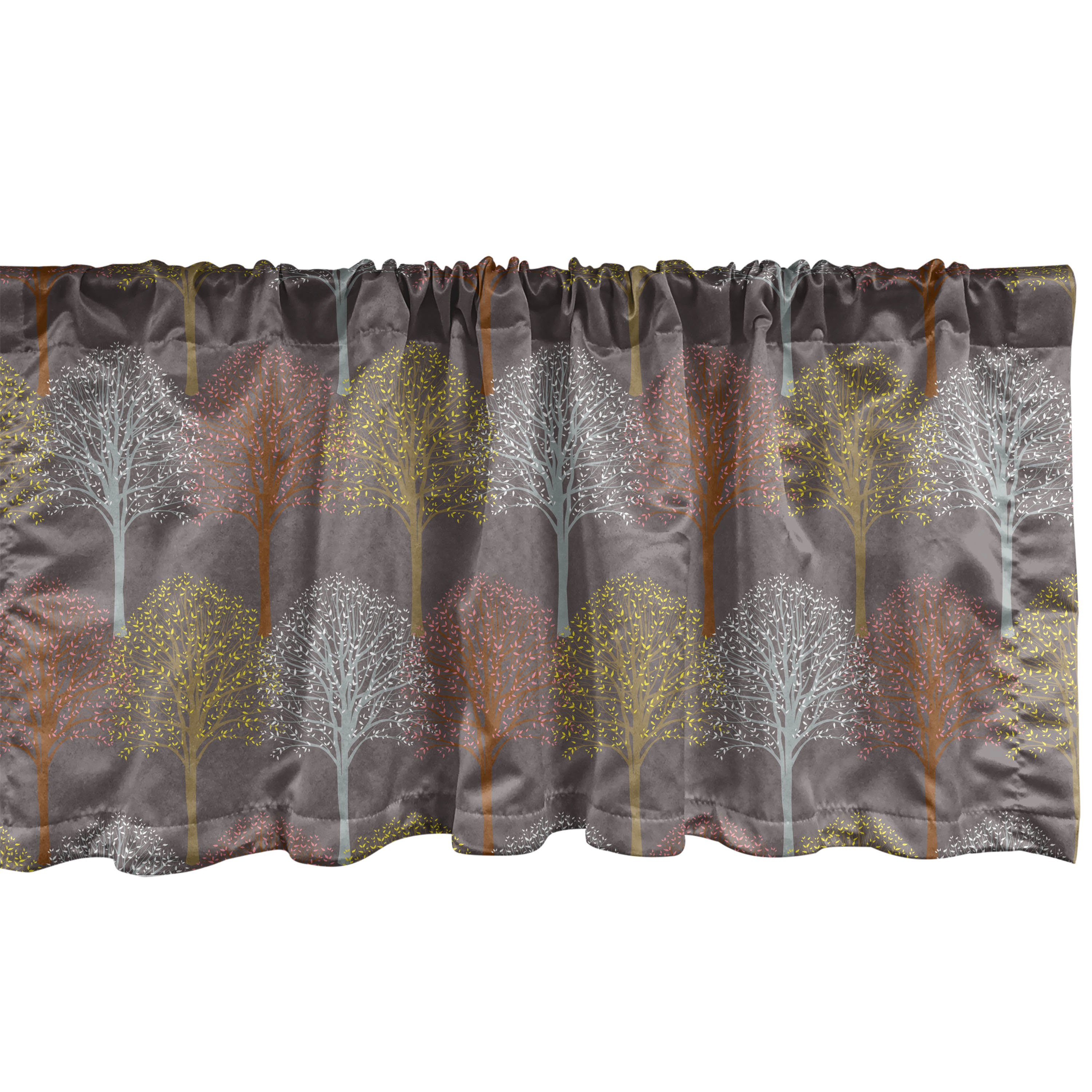 Scheibengardine Vorhang Volant für Küche Schlafzimmer Dekor mit Stangentasche, Abakuhaus, Microfaser, Wald Pastellkunst Waldbäume