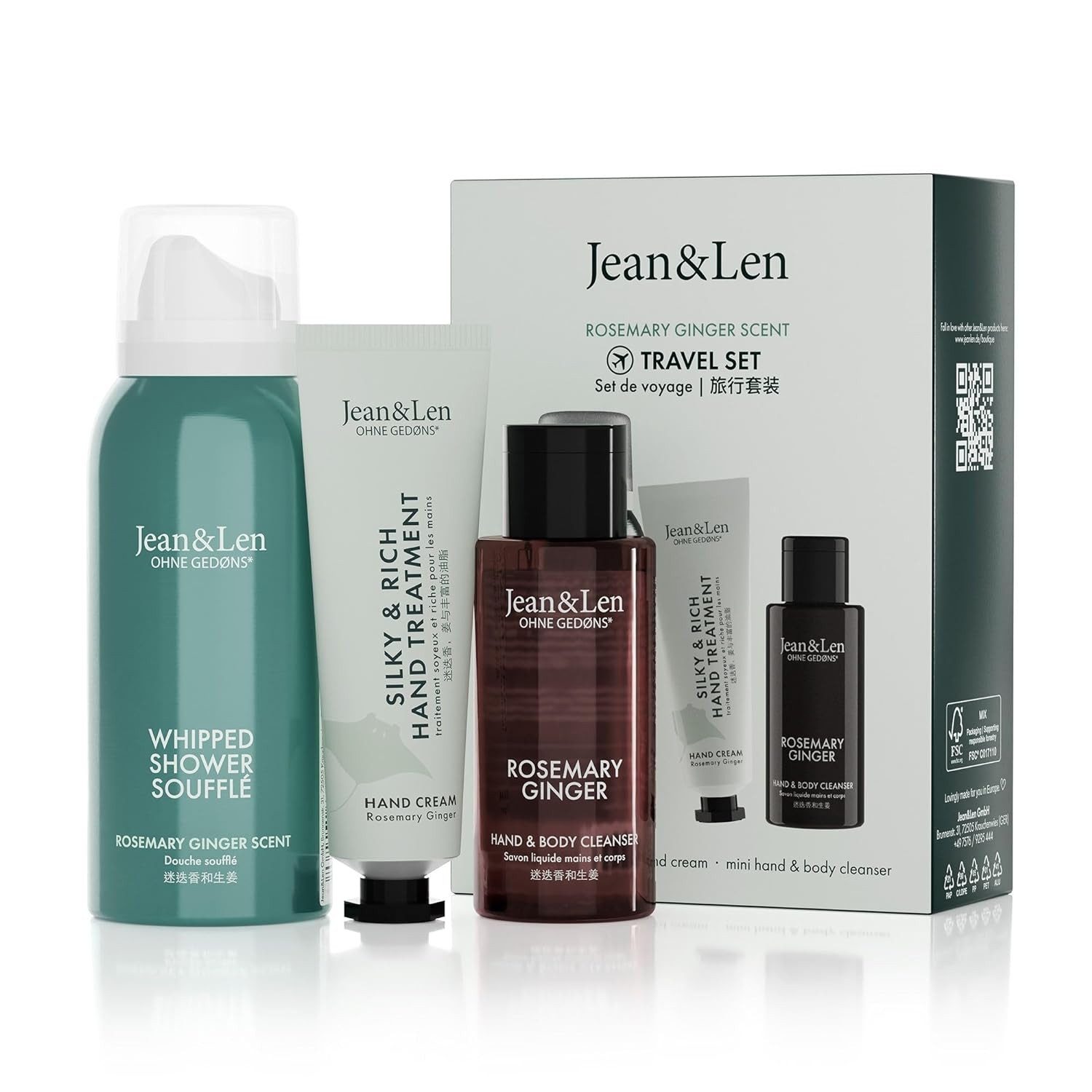 Jean & Len ohne Gedons* Pflege-Geschenkset Travel Set, Geschenk oder Mitbringsel, Produkte für Körper und Geist, Travel Set