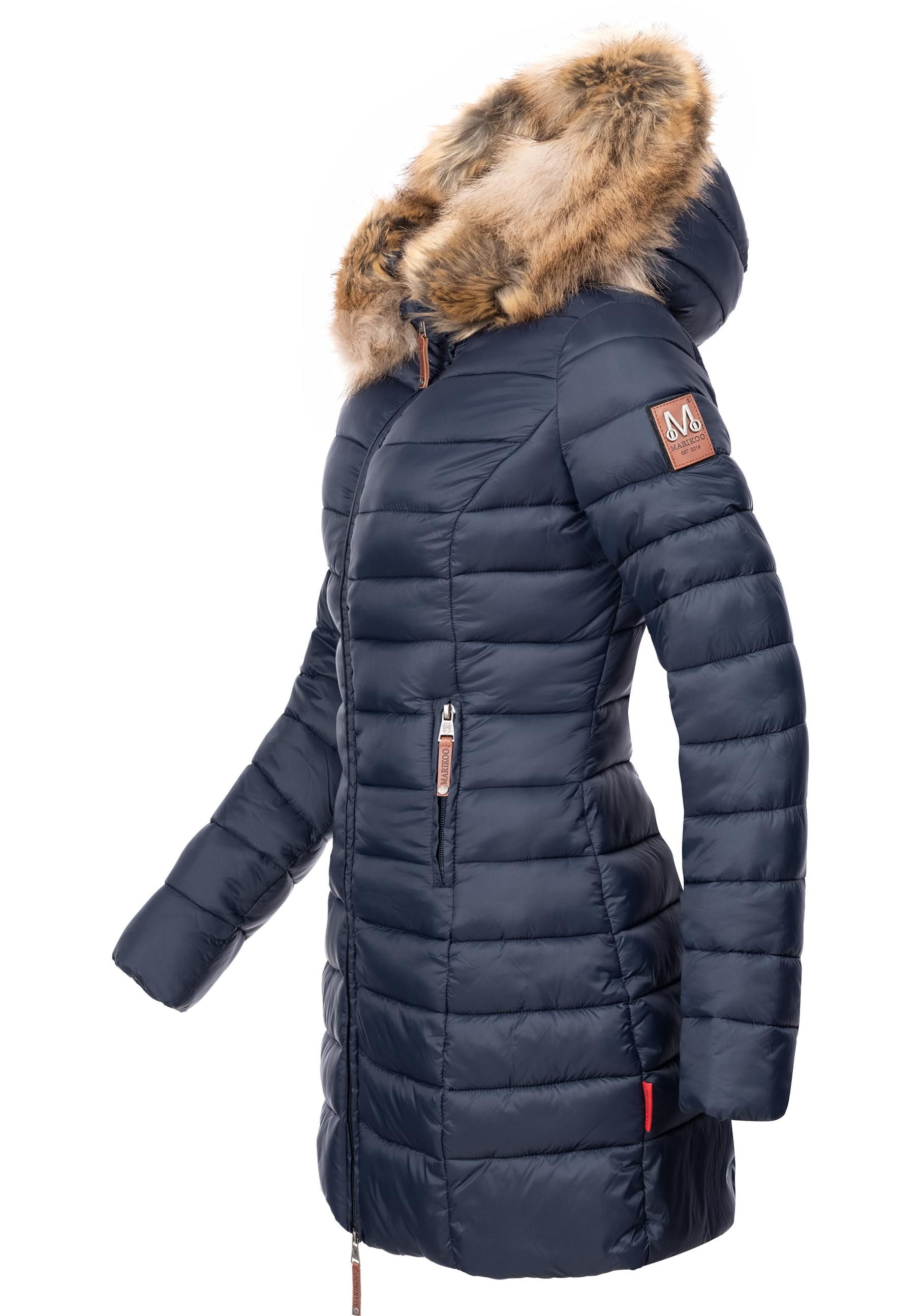 Marikoo Steppmantel "Rose-Stepp", zeitloser Winterparka mit großer Kunstfel günstig online kaufen