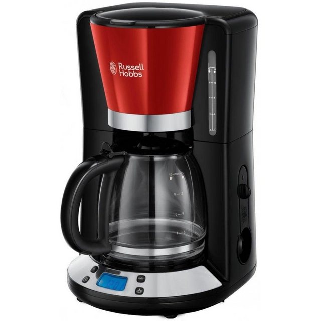 RUSSELL HOBBS Filterkaffeemaschine Colours Plus+ Flame Red Digitale Glas-Kaffeemaschine Rot, Kaffee