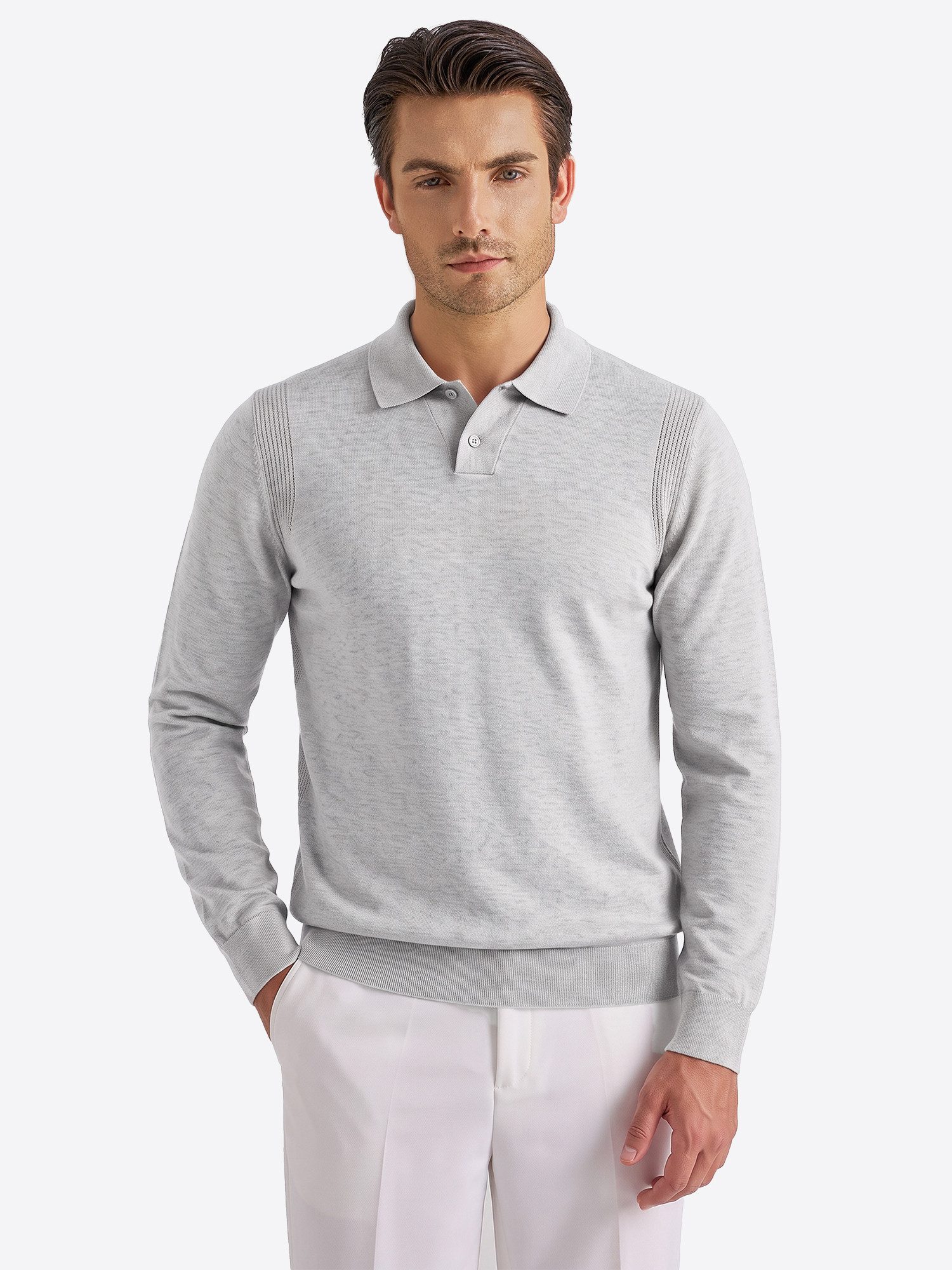 VANTORY Strickpullover Herren Smart-Casual Langarm-Poloshirt (Packung, 1-tlg., 1per-Pack) mit Knopfleiste