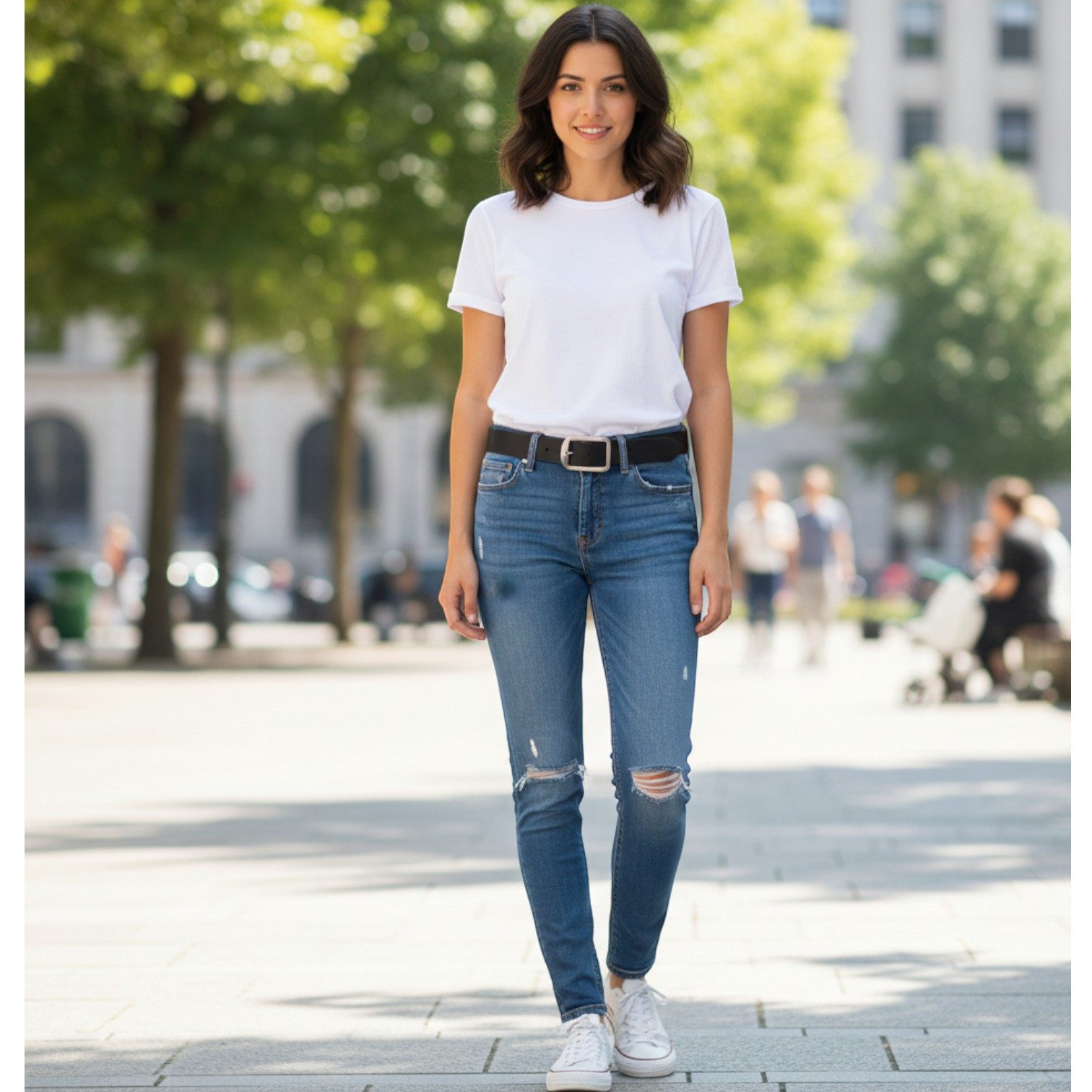 FRONHOFER Hüftgürtel 18543 (1-St) 4 cm breiter Echtledergürtel, Retrostyle, sportlich