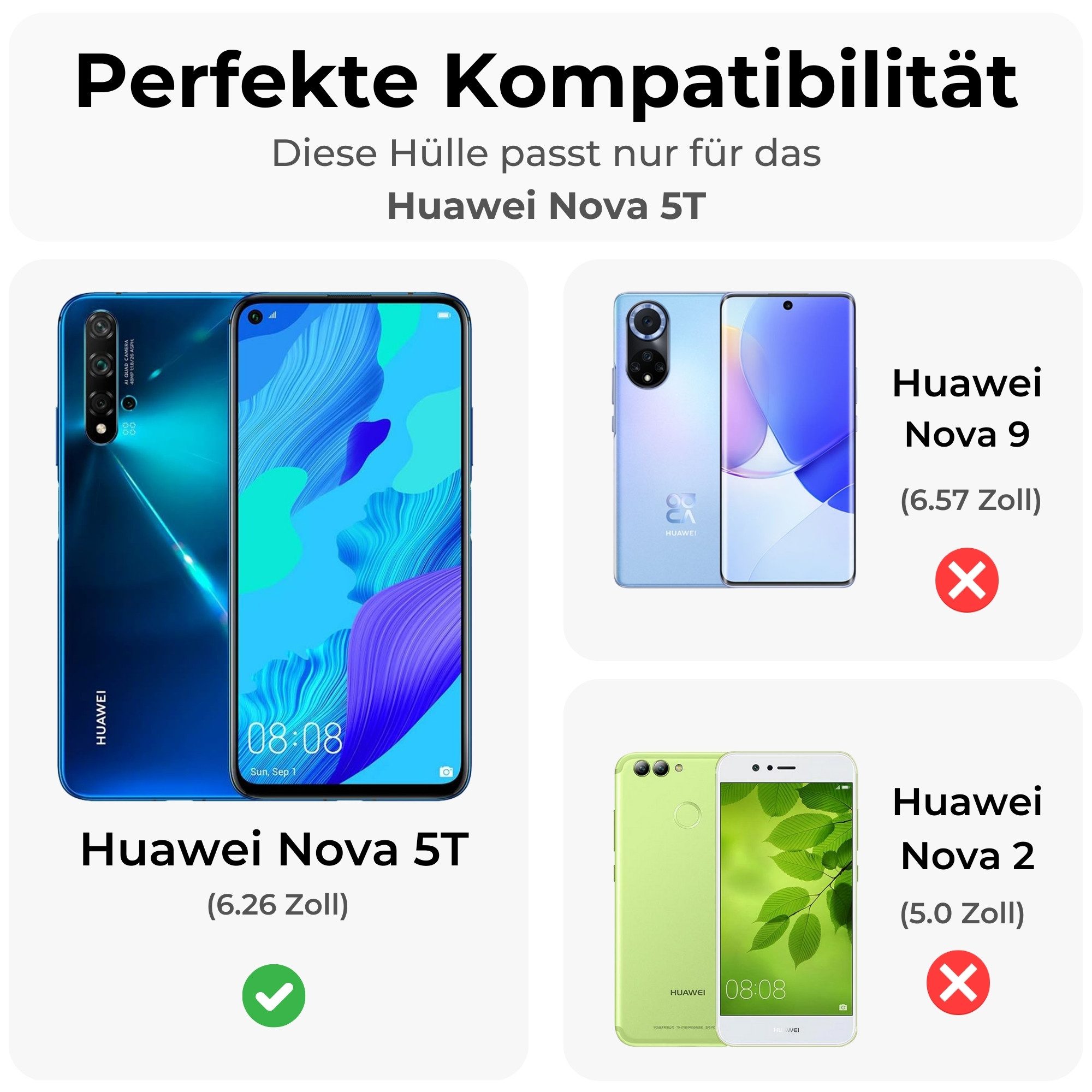 betterfon Handyhülle Carbon Hülle für Huawei Nova 5T Backcover TPU Silikon Bumper Schwarz, Carbon-Look – stoßfestes Case mit Air-Cushion & Metall-Optik