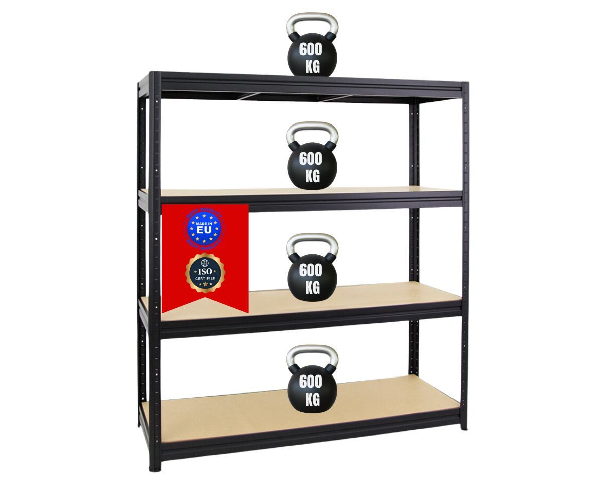 PROREGAL® Schwerlastregal Robustes Steckregal Lastenregal DINO mit 4 stabilen Fachböden, 4 Ebenen Steckmontage ohne Werkzeug hohe Belastbarkeit