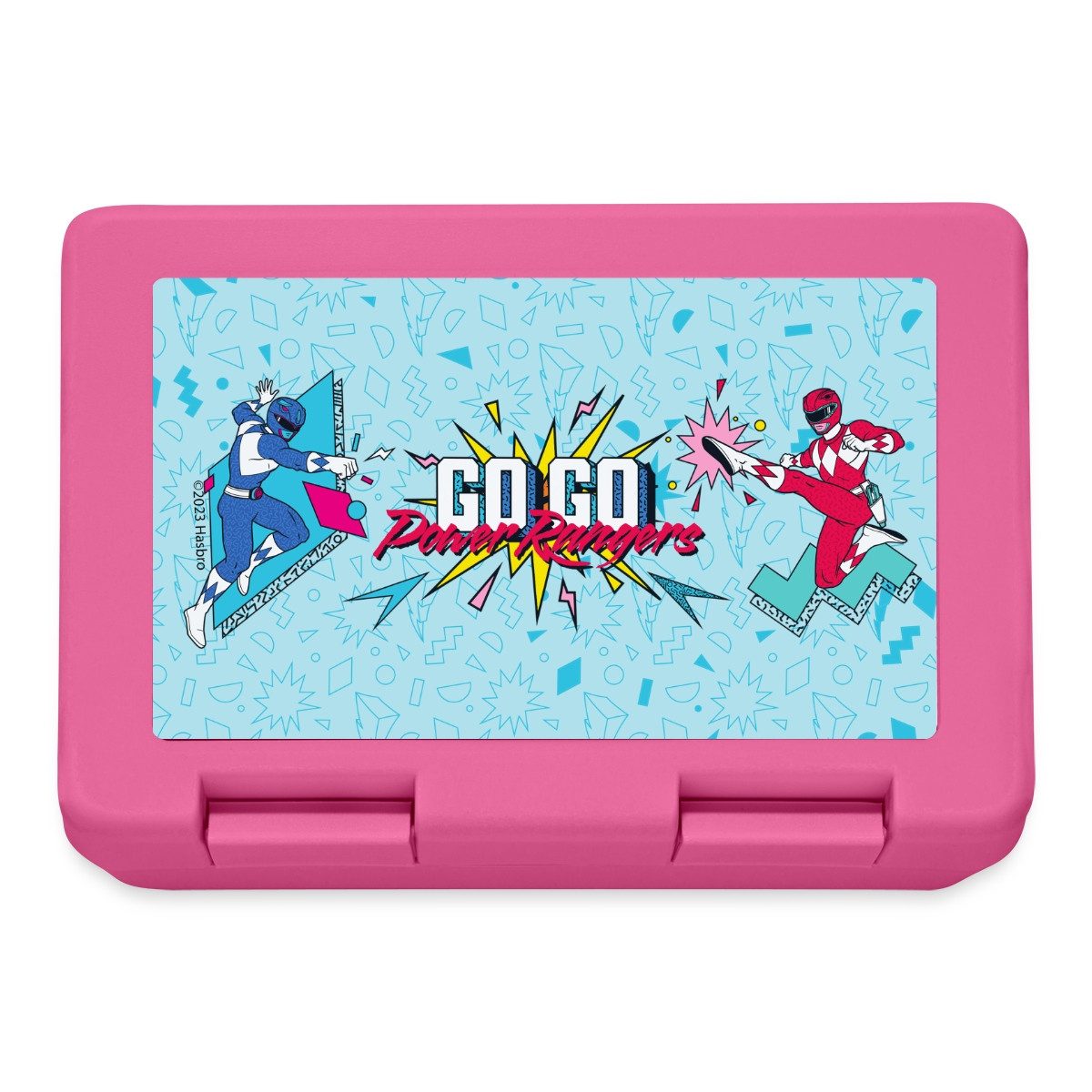 Spreadshirt Lunchbox Power Rangers Blauer Ranger Und Roter Ranger Go Go Brotdose Lunchbox, Plastik, Aluminium