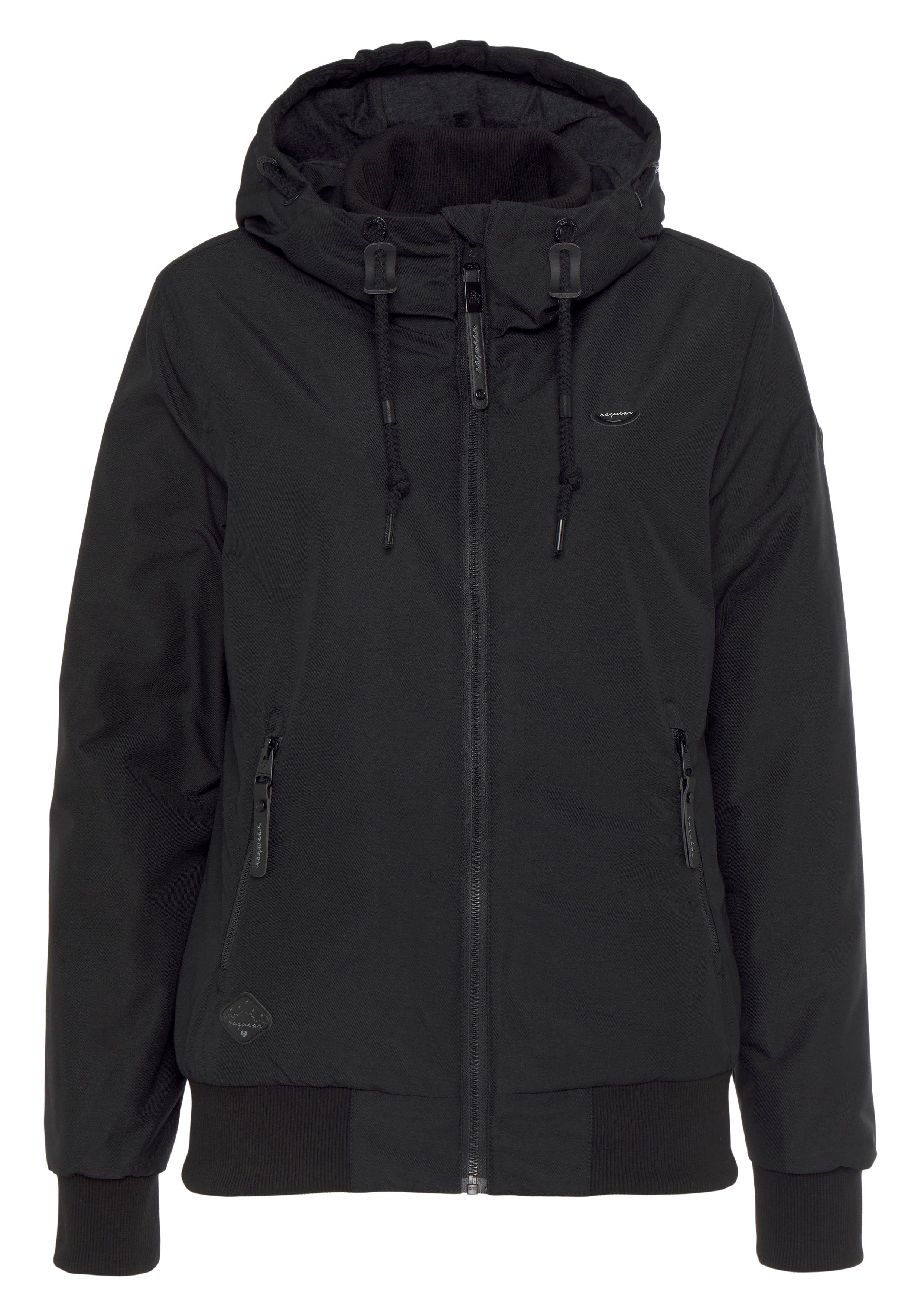 Funktionsjacke Kapuze BLACK mit und Ragwear NUGETTKA Kordeldurchzug O