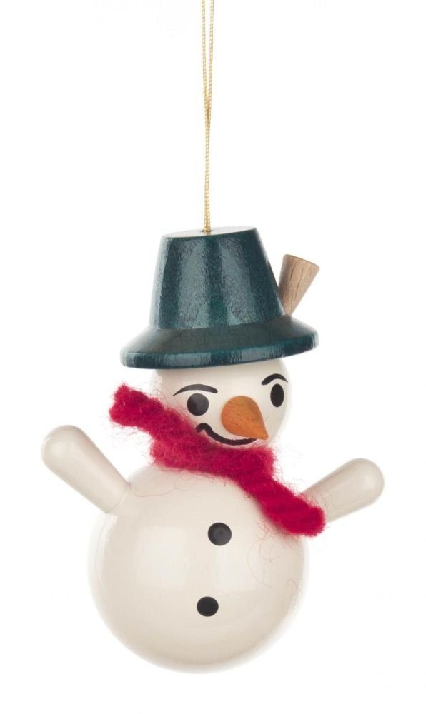 Dregeno Erzgebirge Christbaumschmuck Baumbehang Schneemann BxHxT 50x80x40mm NEU, mit Faden zum aufhängen