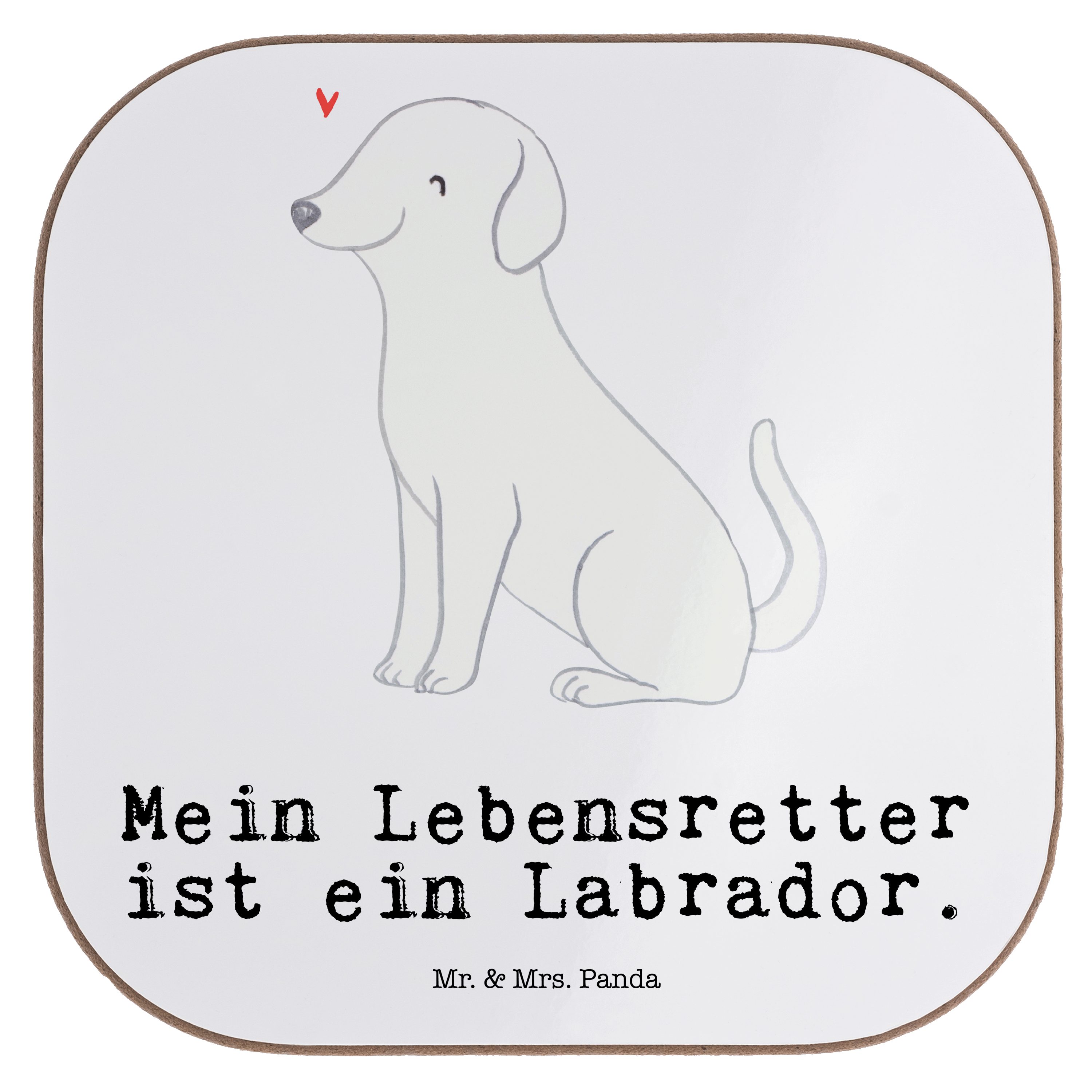 Mr. & Labrador 1-tlg. Welpe, Geschenk, Hund, Panda - Weiß Bierdeckel, Mrs. Getränkeuntersetzer Lebensretter - Gla