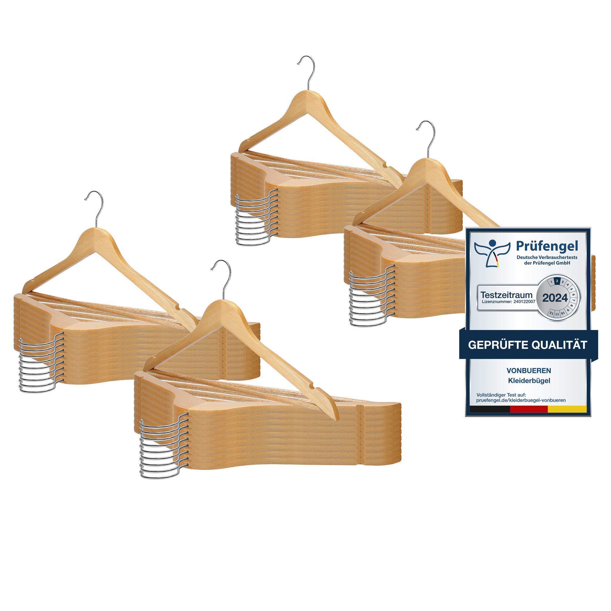 VonBueren Kleiderbügel VonBueren Kleiderbügel Holz, 44,5 x 22 cm je Bügel/Holzbügel, (40-tlg)