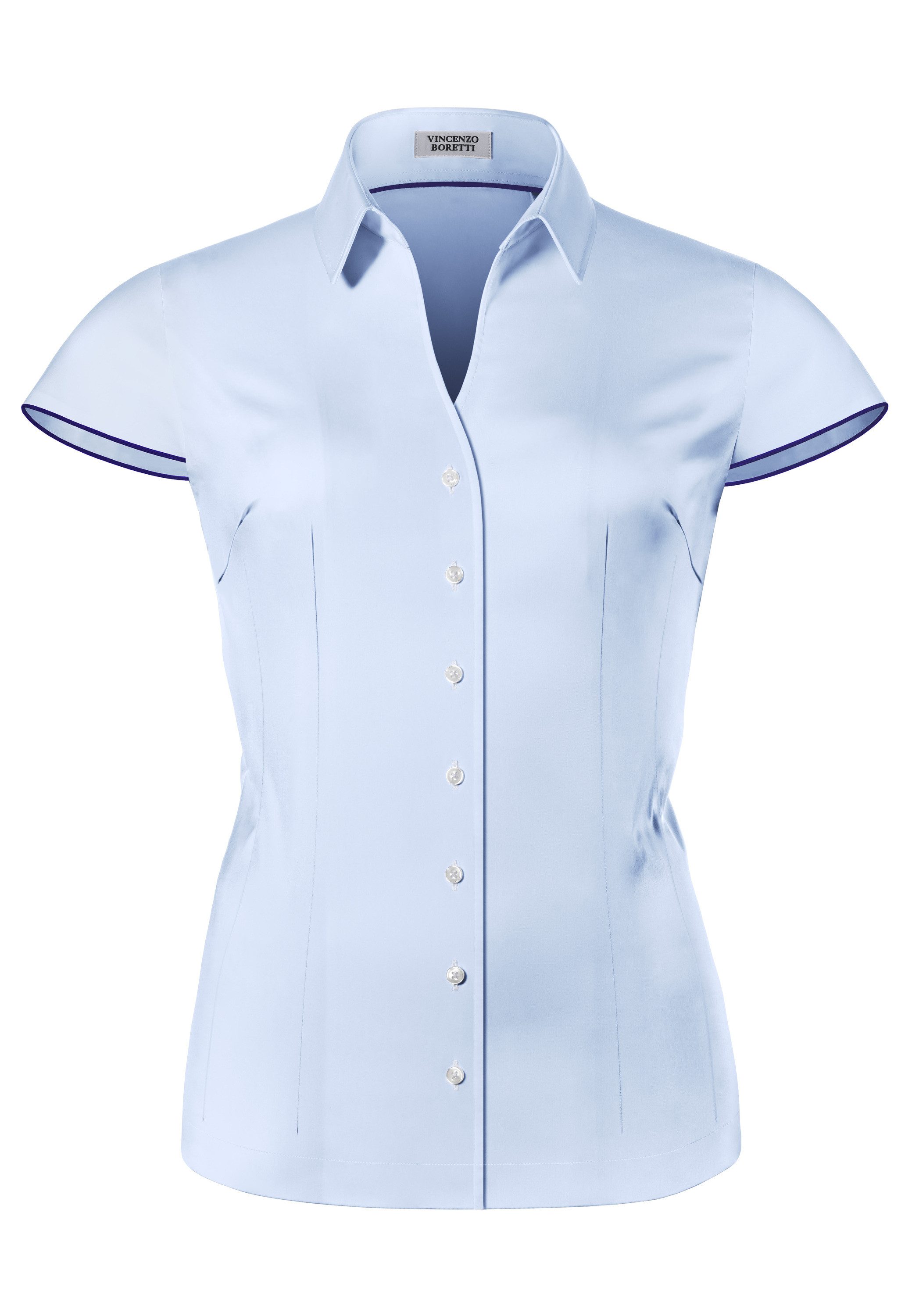 Vincenzo Boretti Klassische Bluse leicht tailliert Kurzarm günstig online kaufen