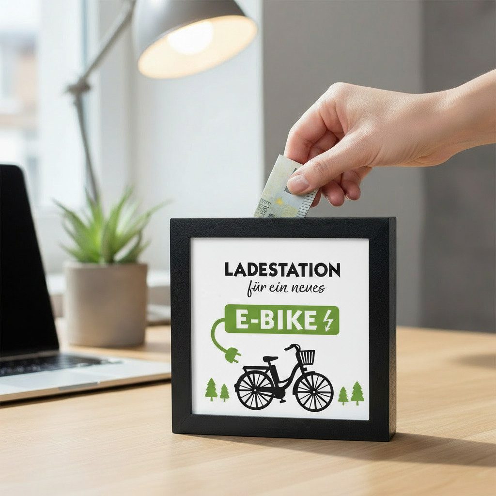 MF Spardose Fahrradliebe Spardose Ladestation für E-Bike schwarz 17cm, (1-t günstig online kaufen