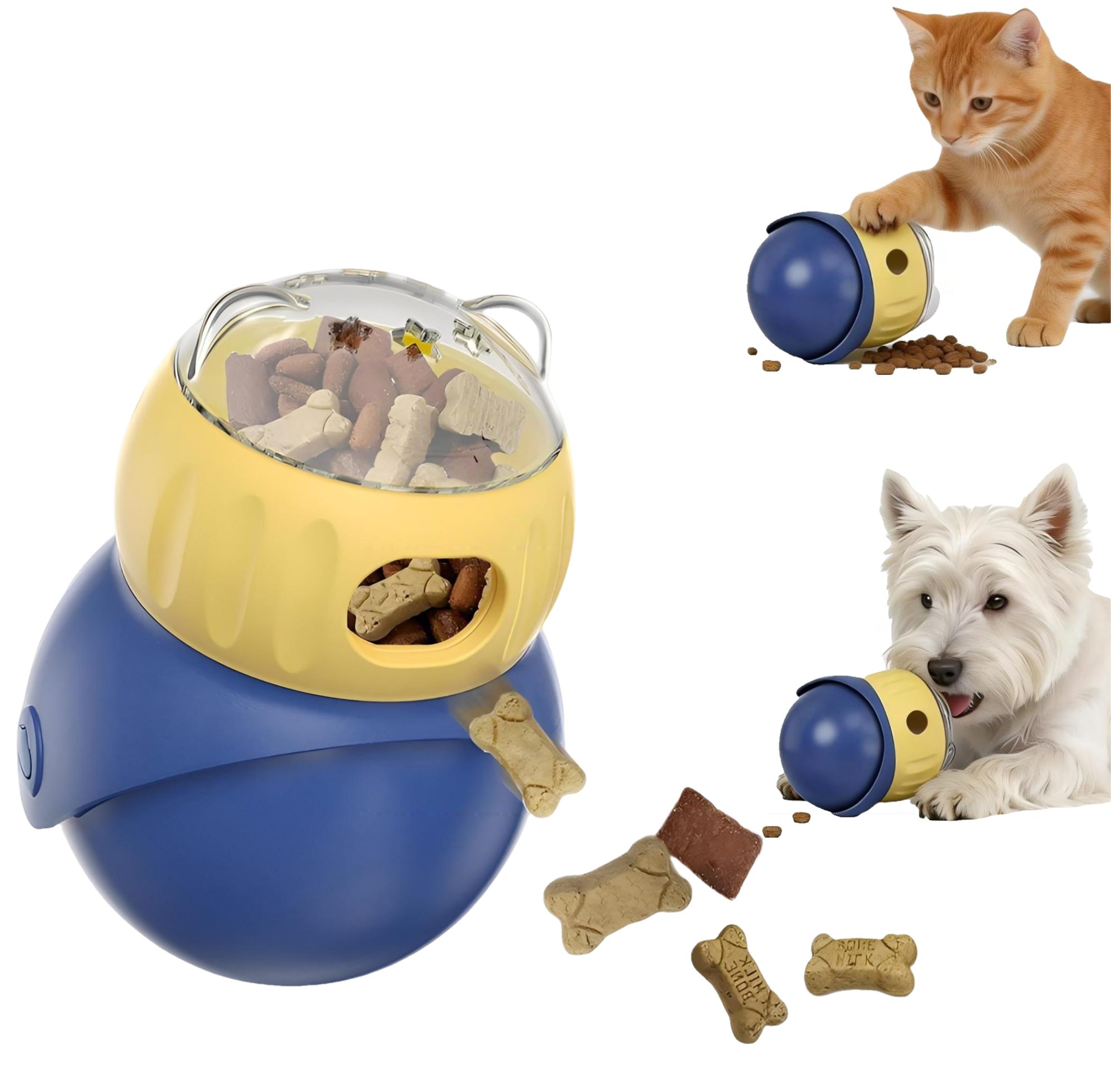 ibettertec Tier-Beschäftigungsspielzeug Intelligenzspielzeug für Hunde, spielzeug Interaktives mit Slow Feeder, Katzenspielzeug,Verstellbarer leckerli-spender,Futterball