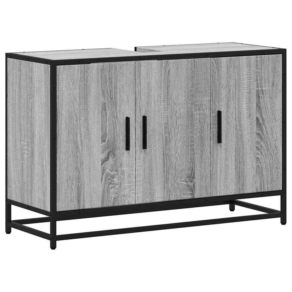 vidaXL Badezimmer-Set Waschbeckenunterschrank Grau Sonoma 90x33x60 günstig online kaufen