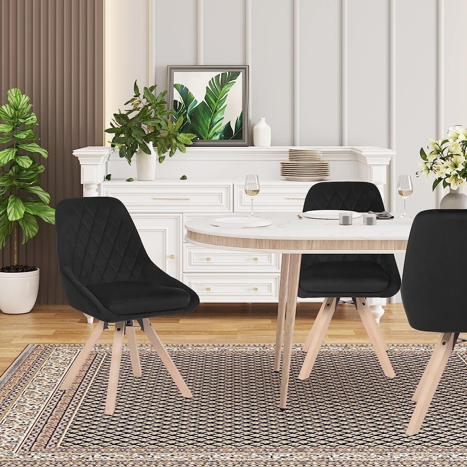 Woltu Esszimmerstuhl (1 St), Küchenstuhl drehbar, Beine aus Buchenholz