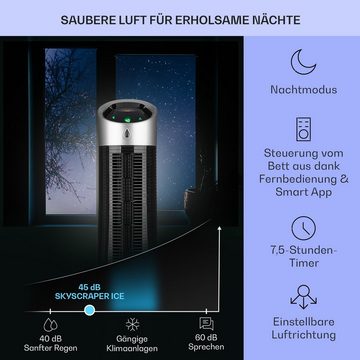 Klarstein Ventilatorkombigerät Skyscraper Ice Smart 4-in-1 Luftkühler & Ventilator, mit Wasserkühlung & Eis mobil Klimagerät ohne Abluftschlauch