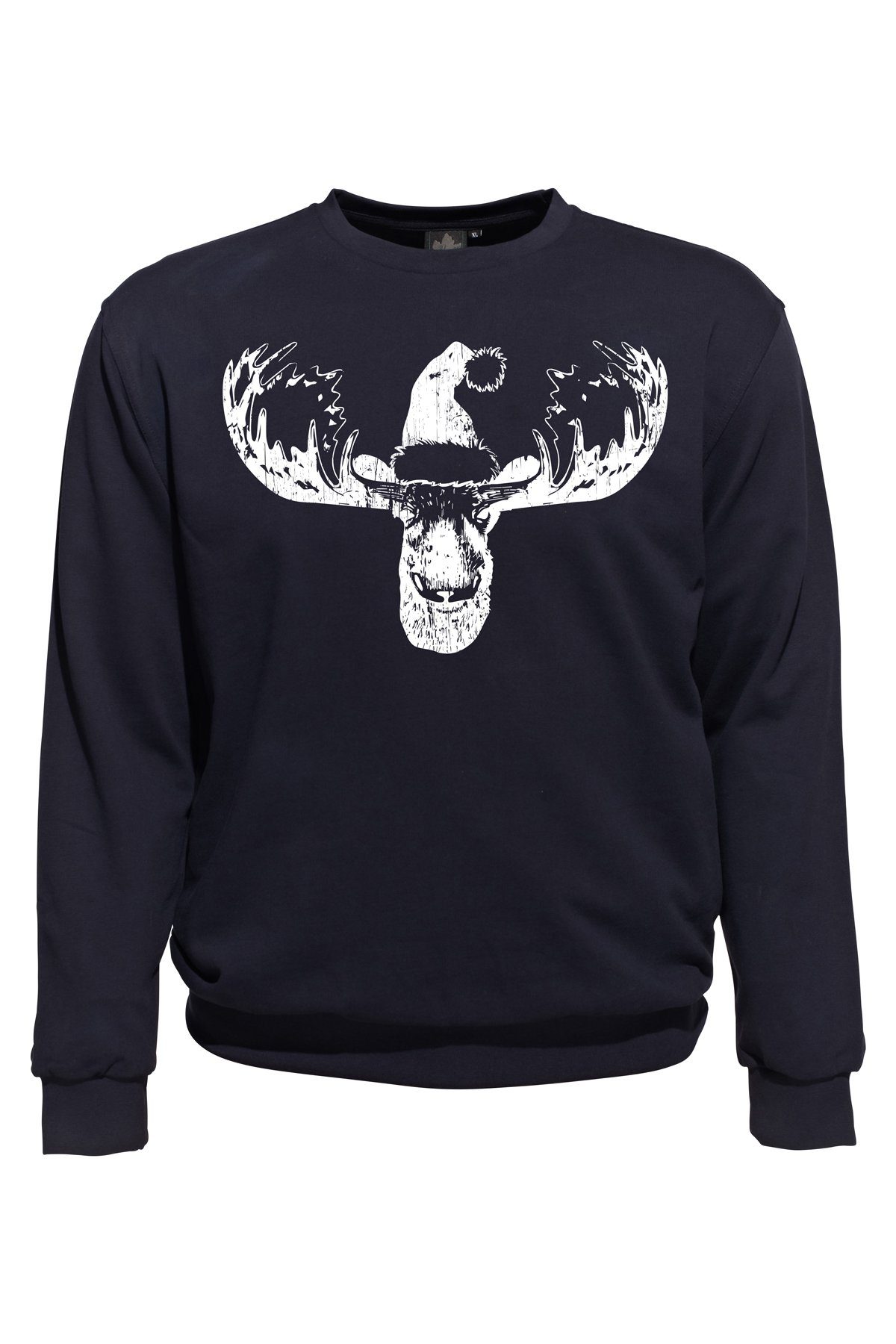 Sweatshirt Rundhals-Ausschnitt ELCH MIT SPORTSWEAR mit AHORN dunkelblau HUT