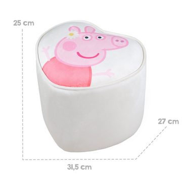 roba® Kinderhocker Peppa Pig, bequemer Hocker mit Samtbezug in Beige