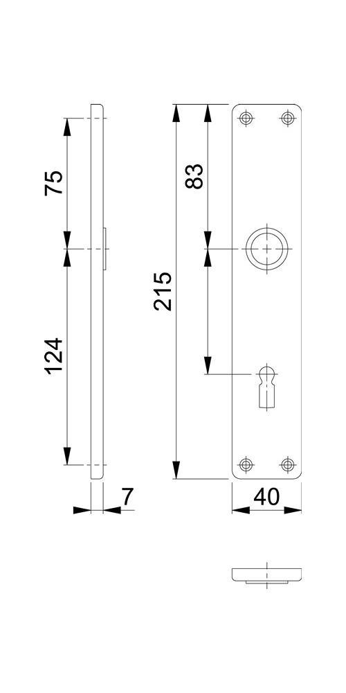 mm SK/OL F2 F2 / HOPPE Langschildpaar Türbeschlag 78 202SP neusilberfarbig