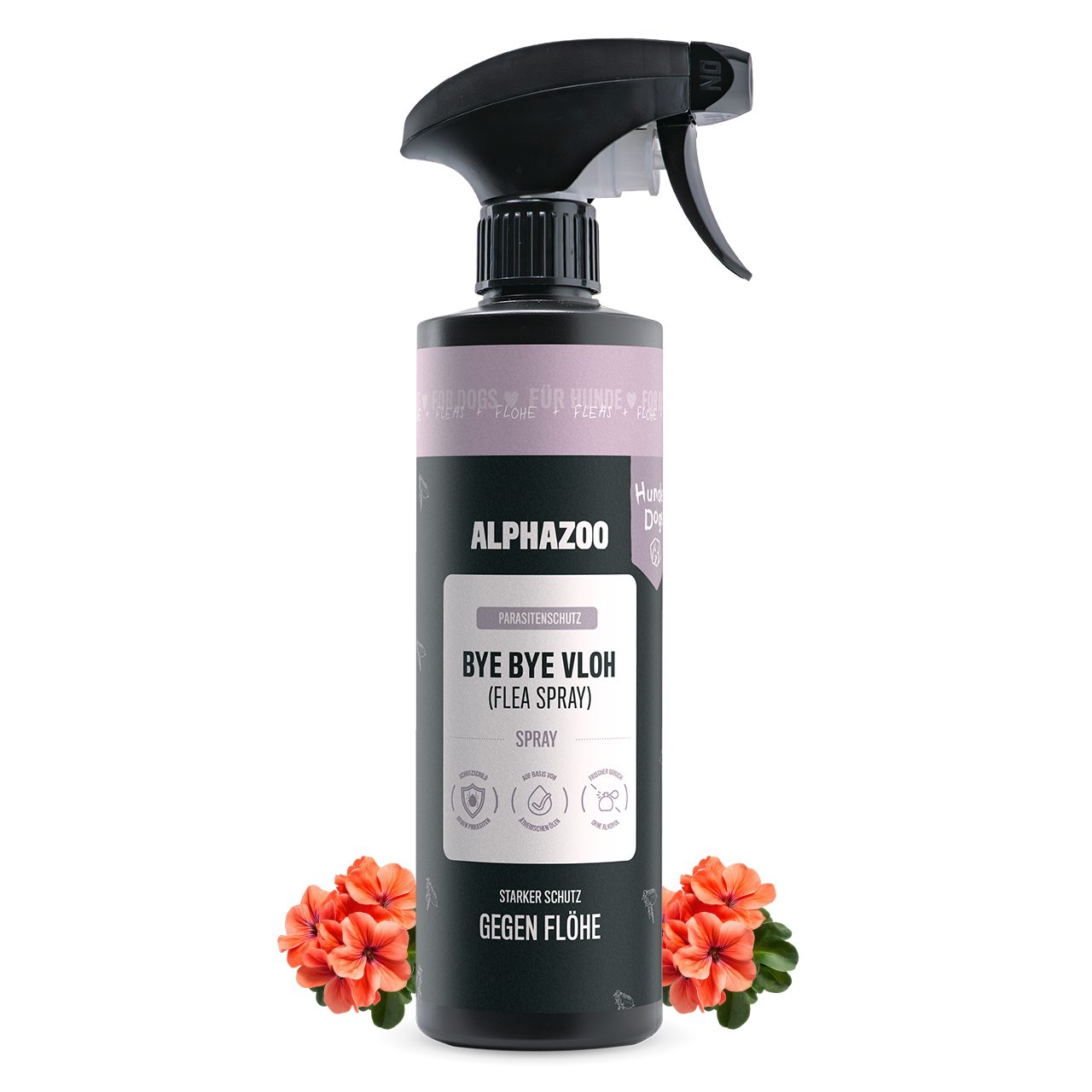 ALPHAZOO Insektenspray ByeByeVloh Flohspray Hunde 500ml, 500 ml, 1-St., Flohmittel gegen Flöhe & Juckreiz, Anti Flohspray gegen lästige Flöhe beim Hund