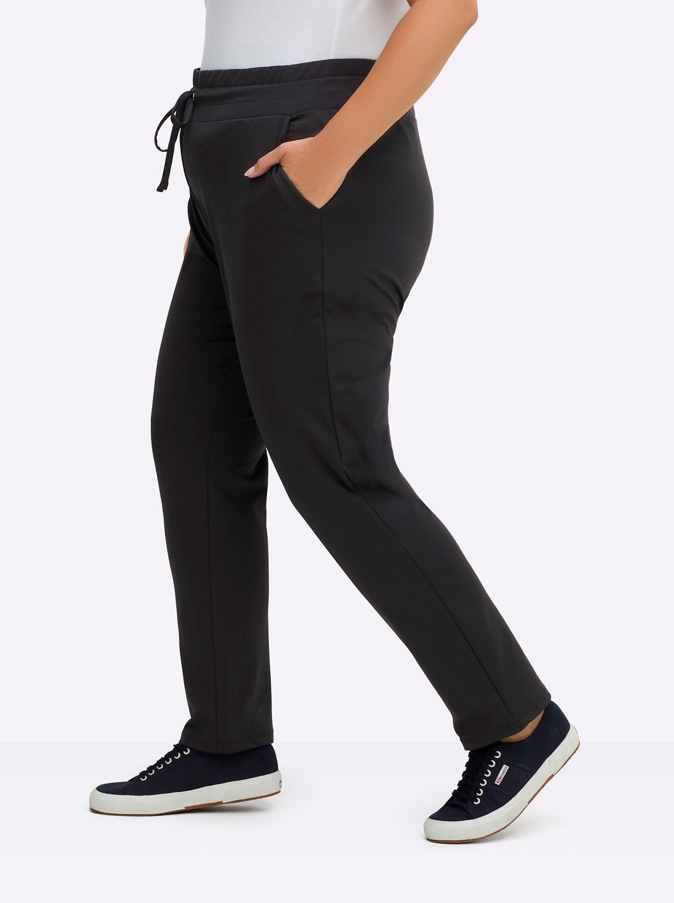 Sieh an! Jerseyhose Hose komfortabel mit Rundum-Dehnbund und Bindeband