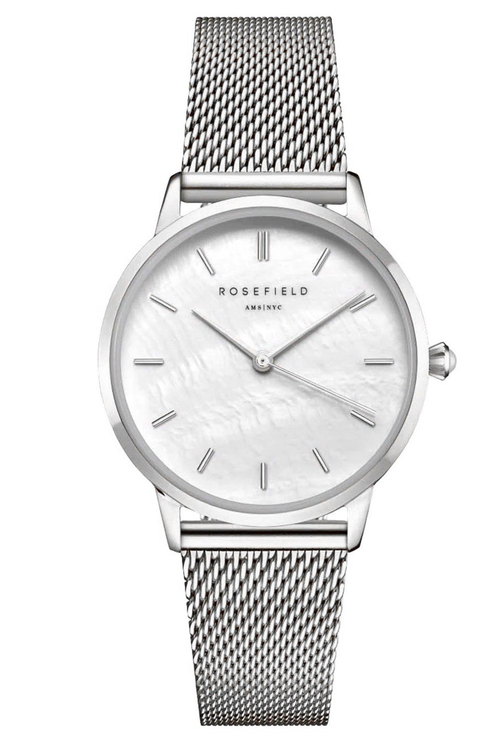 ROSEFIELD Quarzuhr Pearl Edit Mesh Silberfarben/Weiß