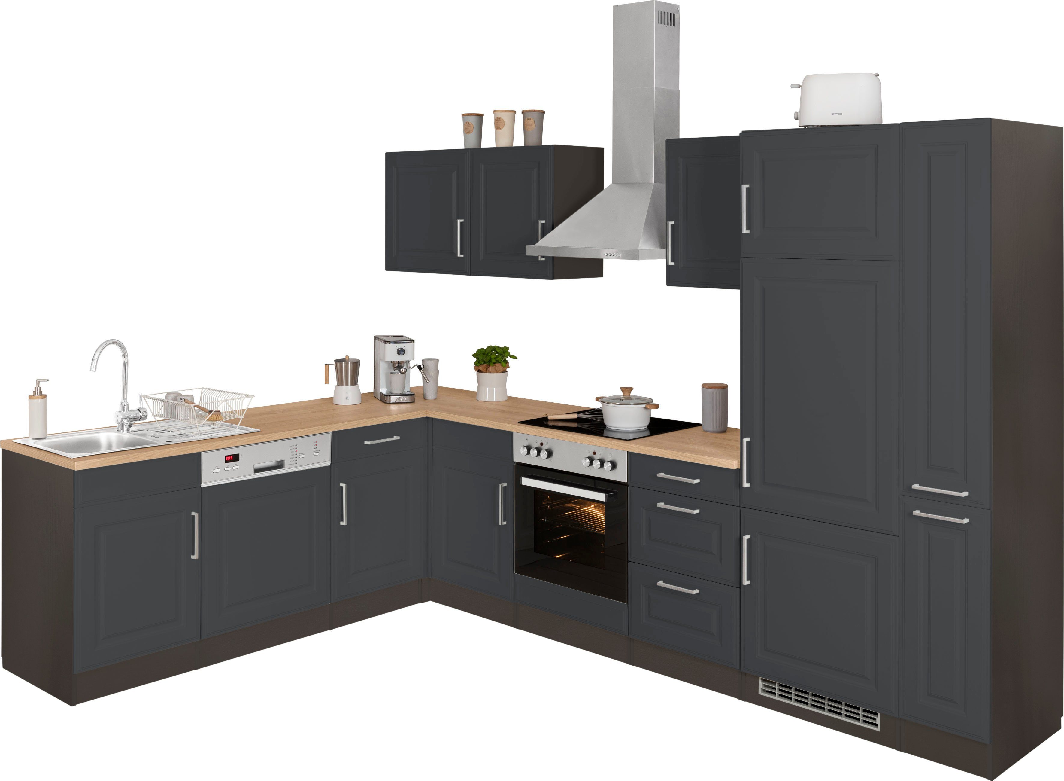 KOCHSTATION Winkelküche, Stellbreite 220x310 cm, wahlweise mit E-Geräten, MDF-Fronten