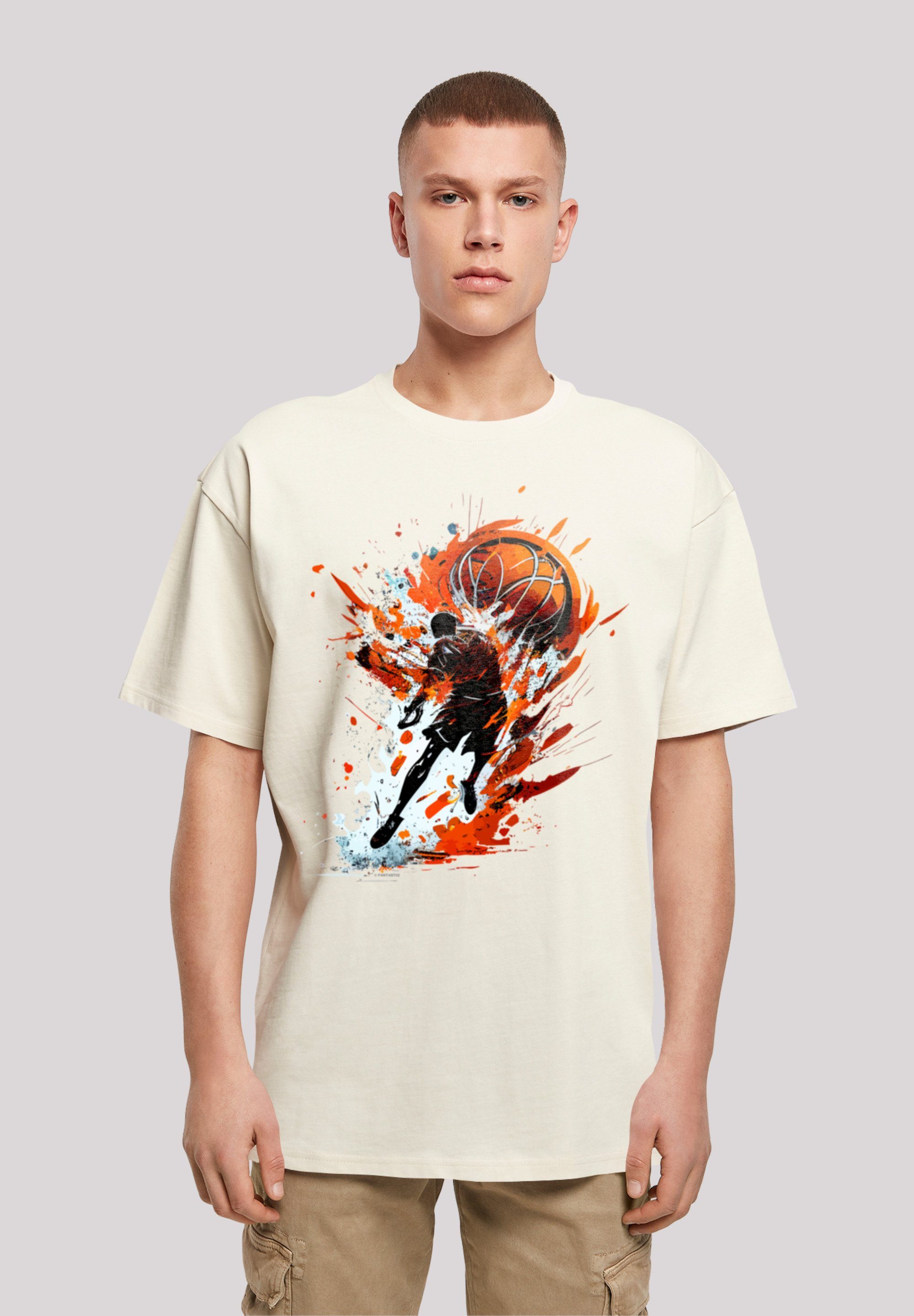 F4NT4STIC T-Shirt Basketball Splash Sport OVERSIZE TEE Print sand
