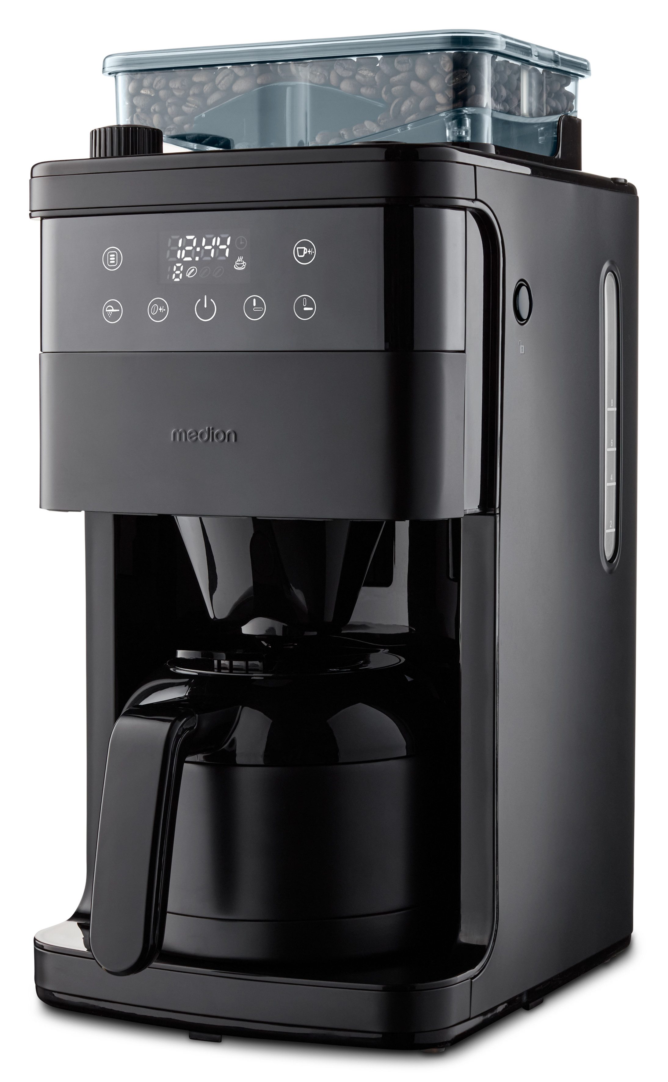 Medion® Kaffeemaschine mit Mahlwerk MD 19911, Permanentfilter, Tropfstopp, automatische Abschaltung