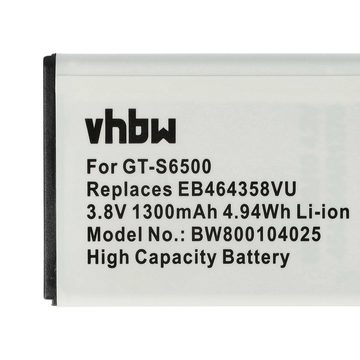 vhbw kompatibel mit Samsung Galaxy SCH-i579, Jena, SCH-I569, Mini II, Smartphone-Akku Li-Ion 1300 mAh (3,7 V)
