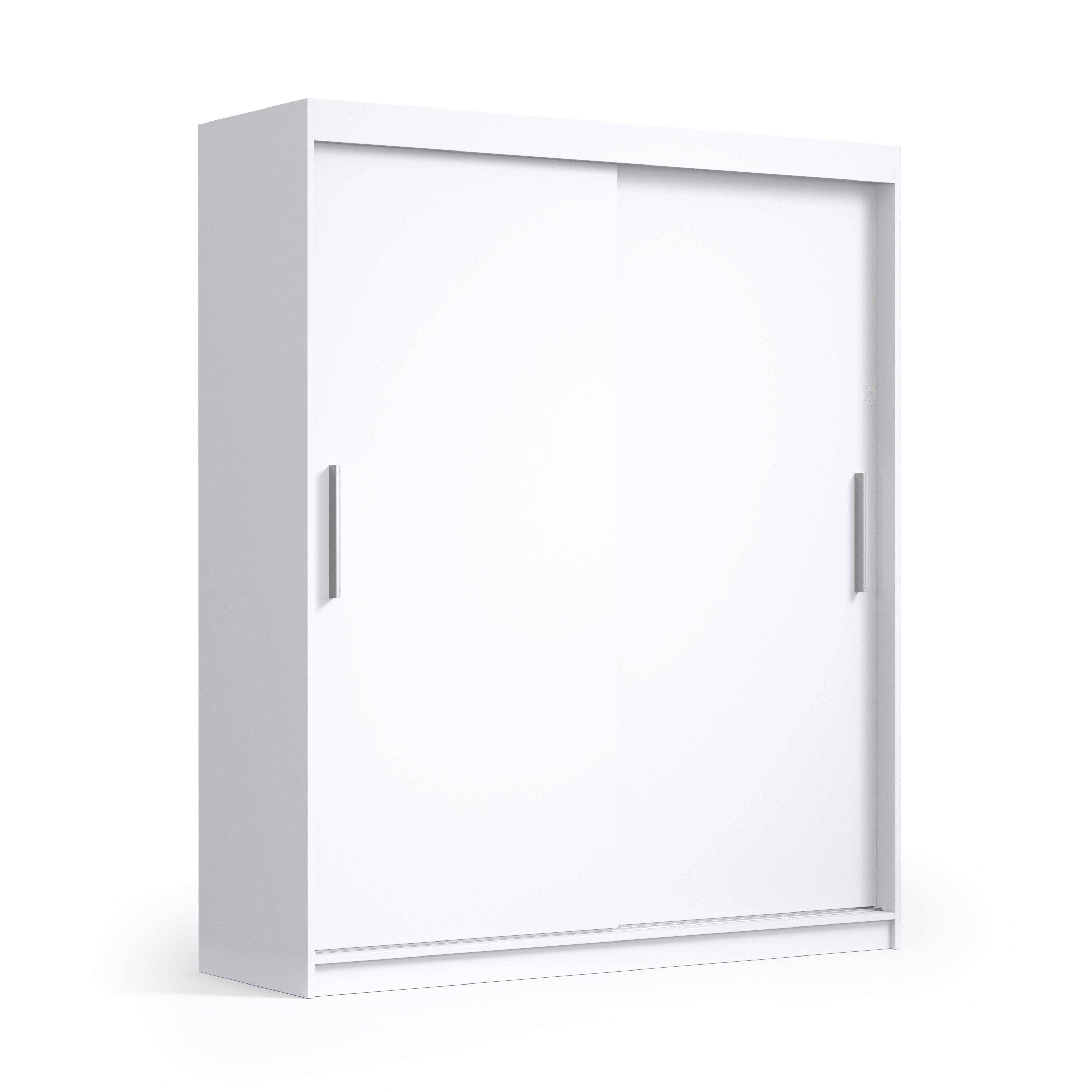 Masseno Schwebetürenschrank VIVA 180 cm Kleiderschrank 2 Türen und Schubladen Weiß