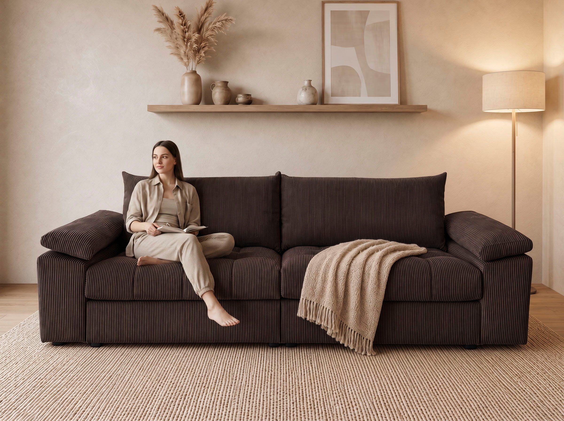 OTTO home Big-Sofa Soft&Cosy Pik XXL, B: 303 cm, Mega Sofa in Cord, Lounge-Komfort mit edler Sitzsteppung, Federkern