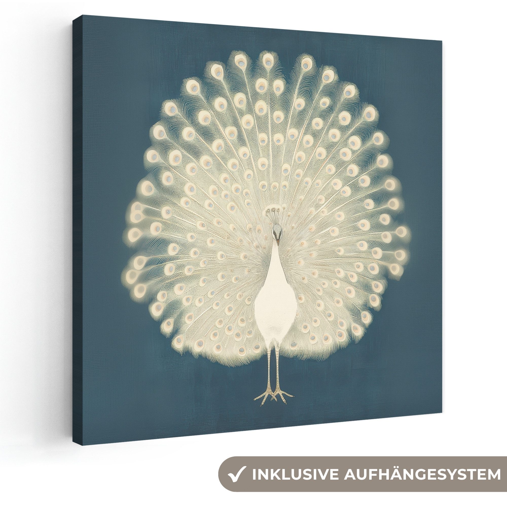 OneMillionCanvasses® Leinwandbild Vogel - Blau - Vintage, Fotodruck (1 St), Wandbild, Deko Schlafzimmer Wohnzimmer Flur 20x20 cm