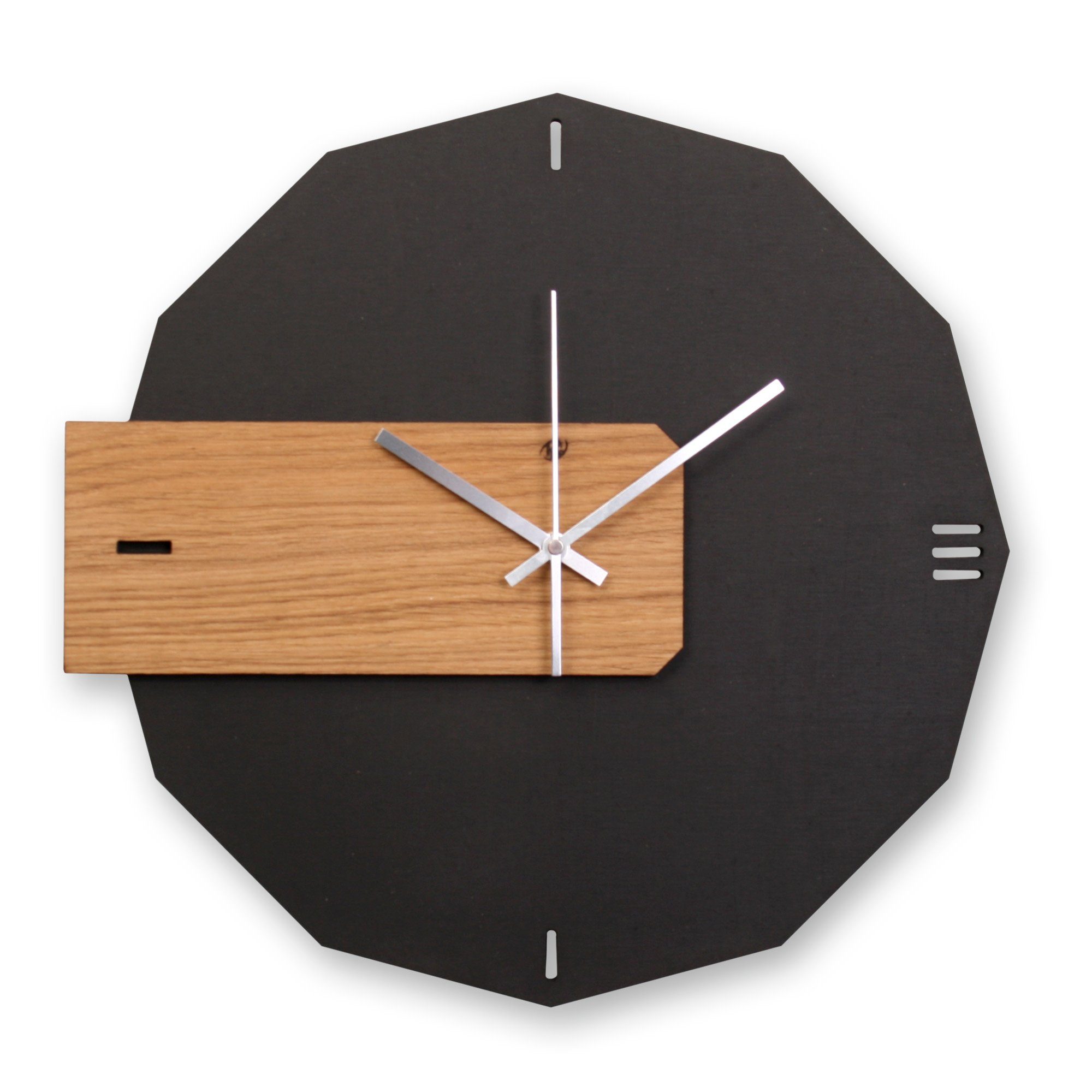 Display für Uhr, klein  Schwarzes Holz, hochglanz, mit Logodruck