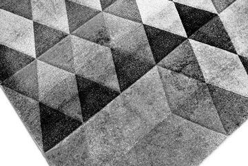 Teppich Designer Teppich Moderner Teppich Wohnzimmer Teppich Kurzflor Teppich mit Konturenschnitt Karo Muster Grau Weiß Schwarz, Teppich-Traum, rechteckig, Höhe: 13 mm