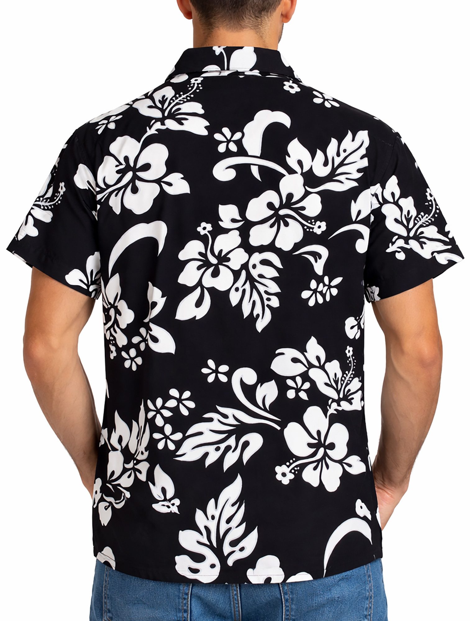 King Kameha Hawaiihemd "Hibiscus" Funky Hawaii-Hemd Herren Kurzarm Front-Tasche Stylish – Bild 4 von 5