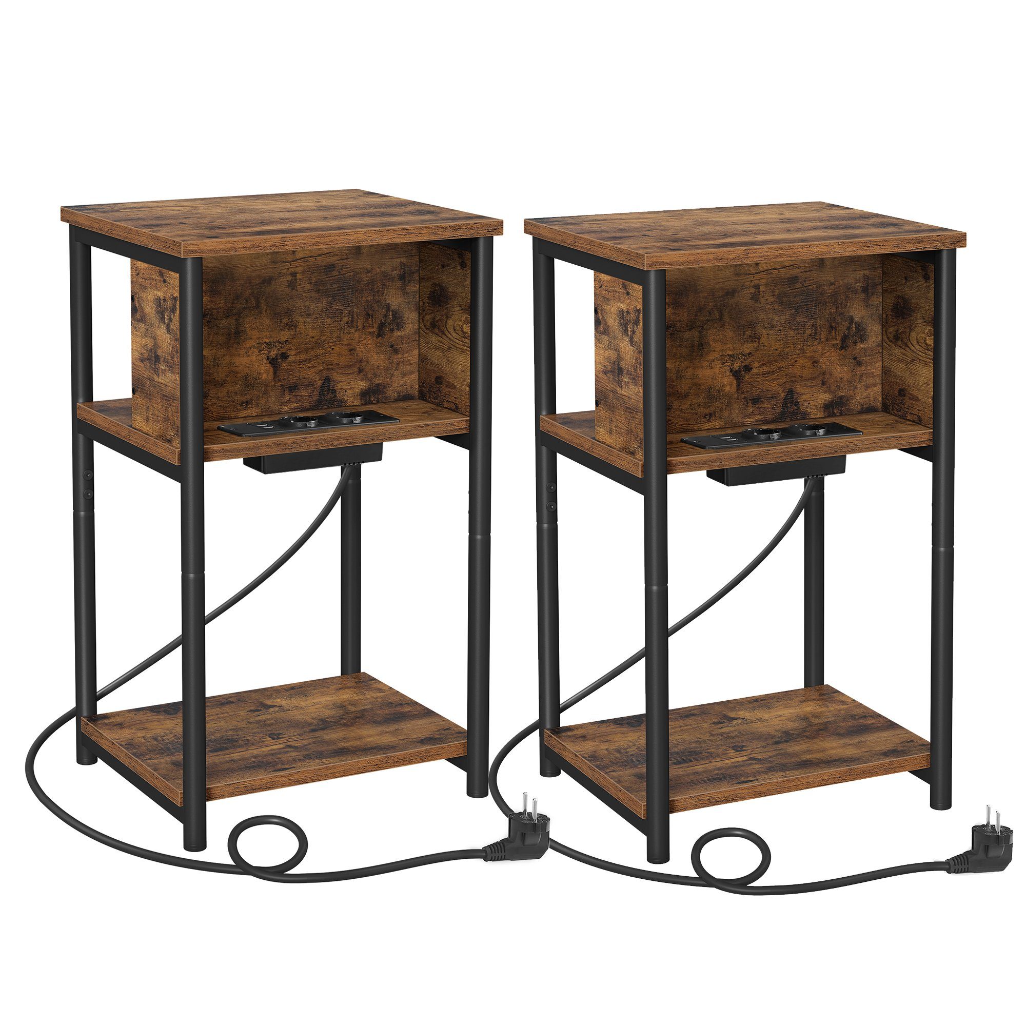 VASAGLE Beistelltisch (2-St), mit Steckdose, 2 AC-Anschlüsse, 2 USB-Anschlü günstig online kaufen