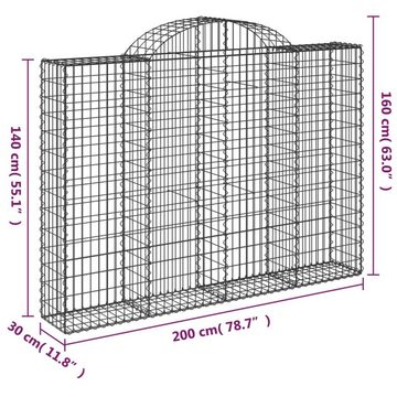 vidaXL Blumentopf Gabione mit Hochbogen 200x30x140/160 cm Verzinktes Eisen (1 St)