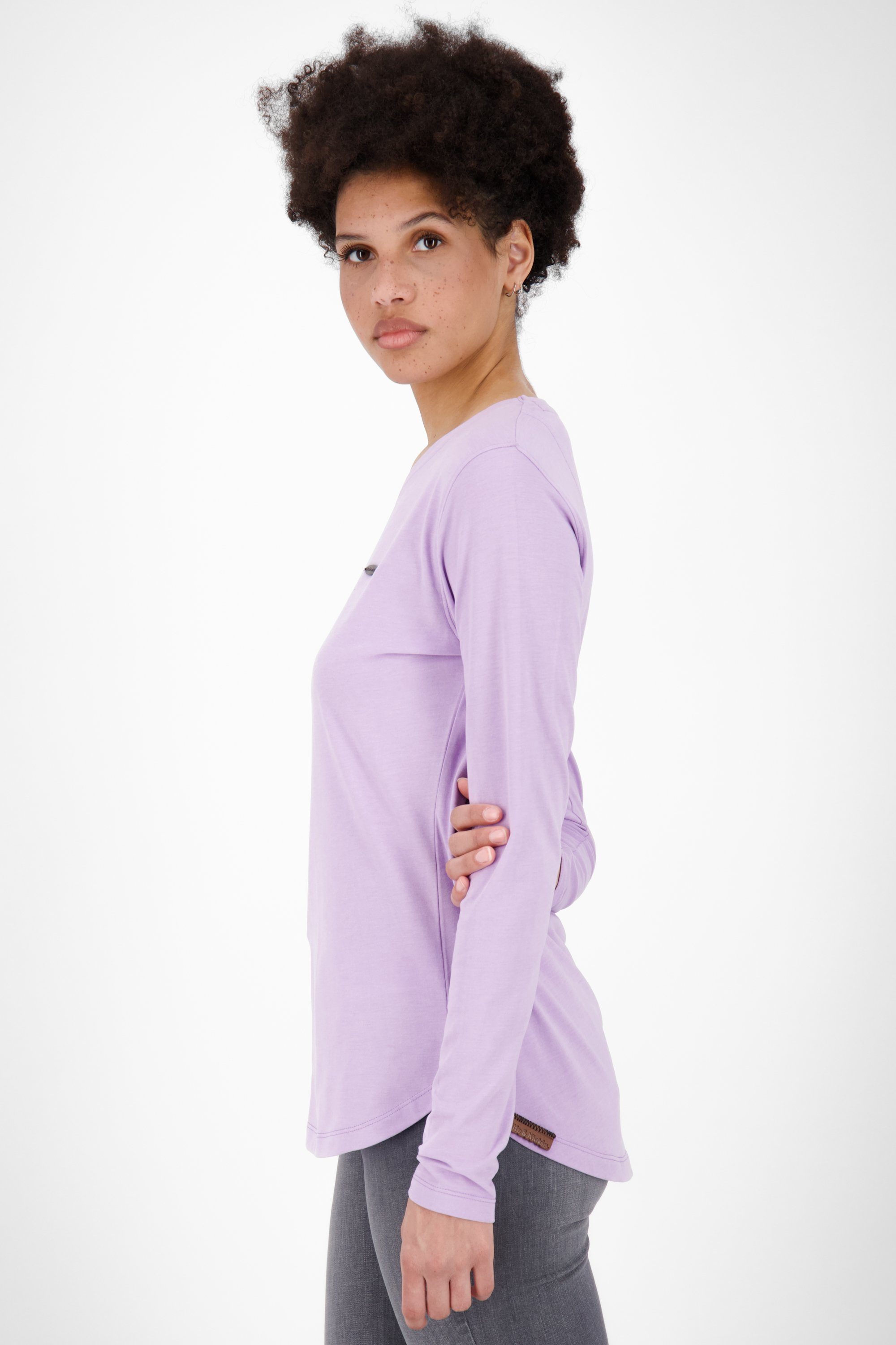 Alife & Kickin Langarmshirt, A digital lavender Damen Longsleeve Shirt melange Langarmshirt LeaAK