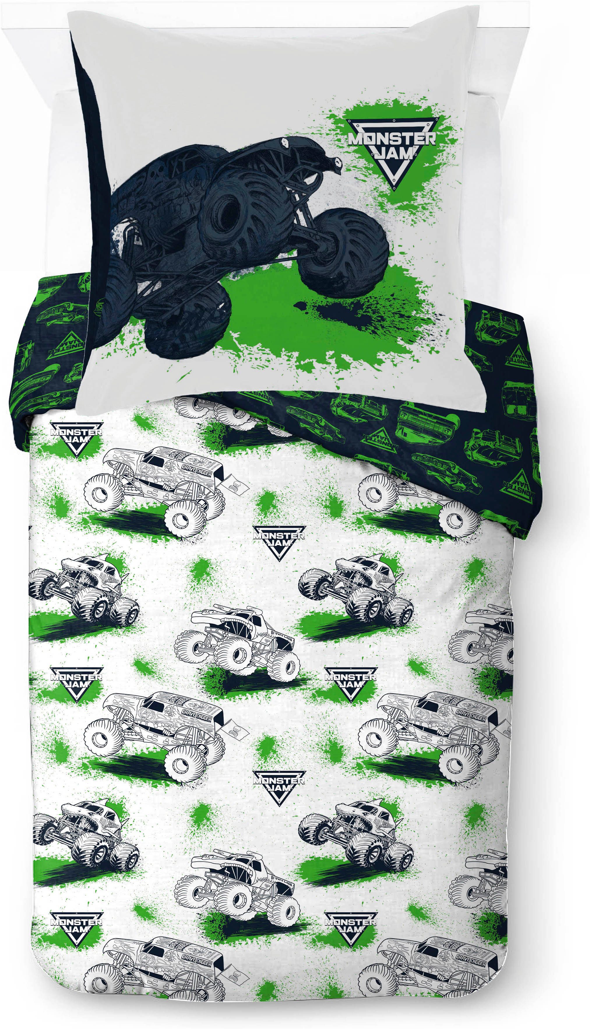 Kinderbettwäsche Monster Jam Splat, Linon, 2 teilig, 100% Baumwolle