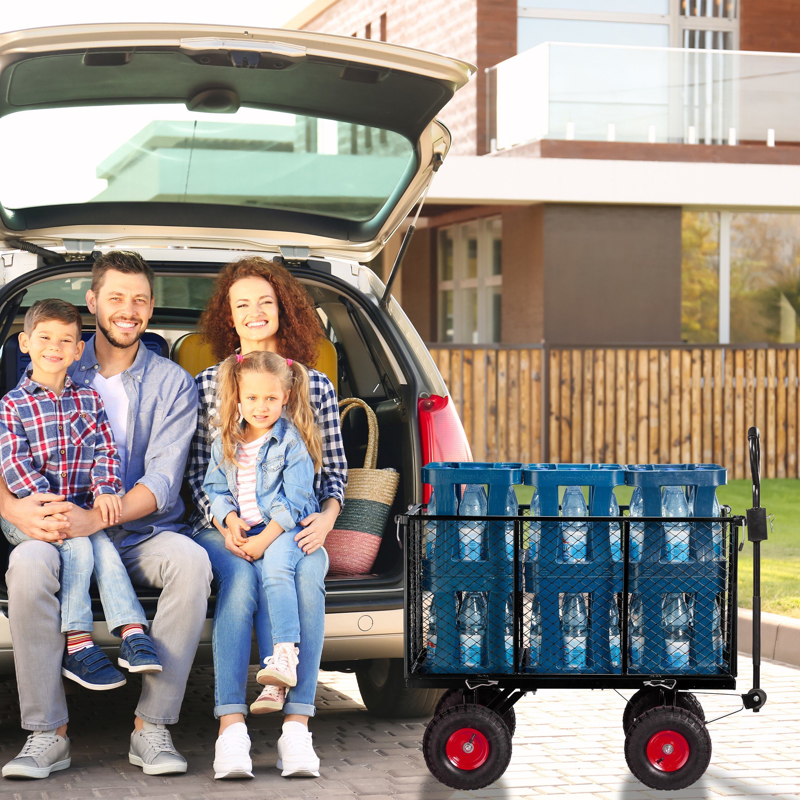 relaxdays Bollerwagen Hoher Handwagen für den Garten