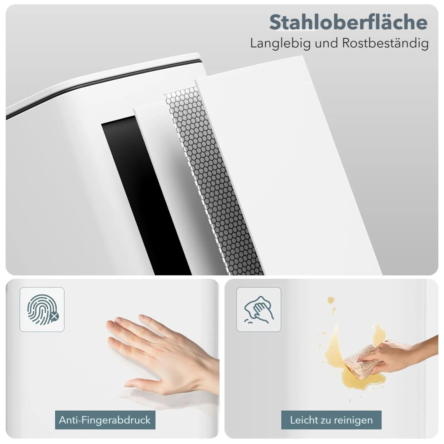 TLGREEN Mülleimer 30L aus Stahl,rechteckiger Abfalleimer mit Soft-Close-Deckel, Pedal und Inneneimer für Küche, Wohnbereich und Büro – Bild 4 von 5