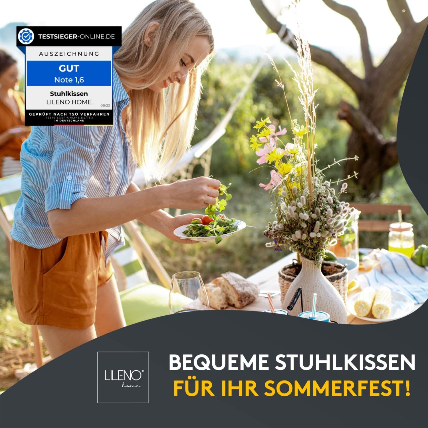 LILENO HOME Stuhlkissen Sitzkissen für Gartenstuhl, Küchenstuhl oder Esszimmerstuhl 40x40x6 cm, Bequeme Indoor u. Outdoor Stuhlauflage als Stuhl Kissen Weinrot