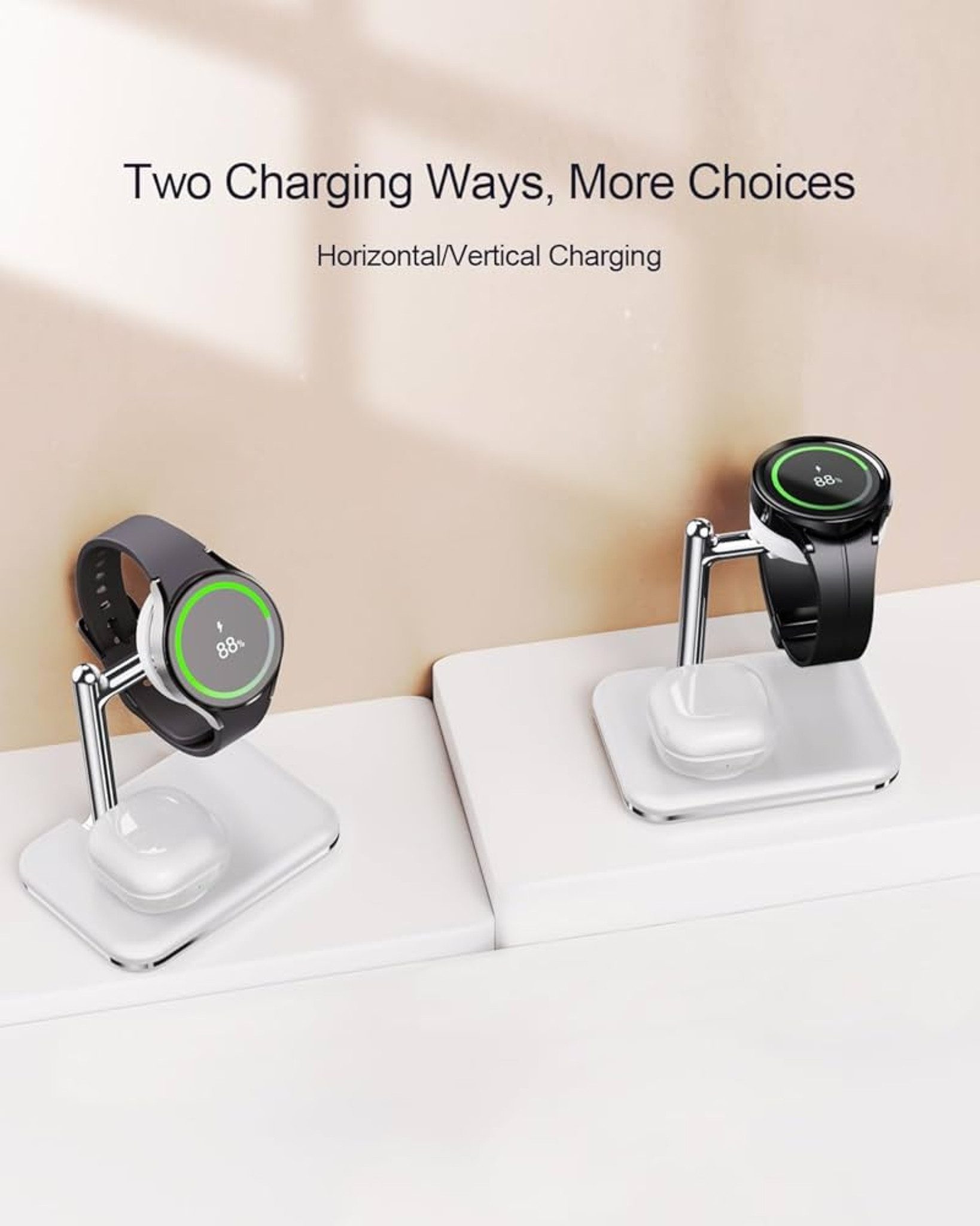 MAKAQI Ladestation Faltbar 2-in-1 Wireless Charger Samsung Watch Galaxy Buds Wireless Charger (1000,00 mA, Ladestation für Samsung Watch und Galaxy Buds, 2-in-1 – Bild 4 von 5