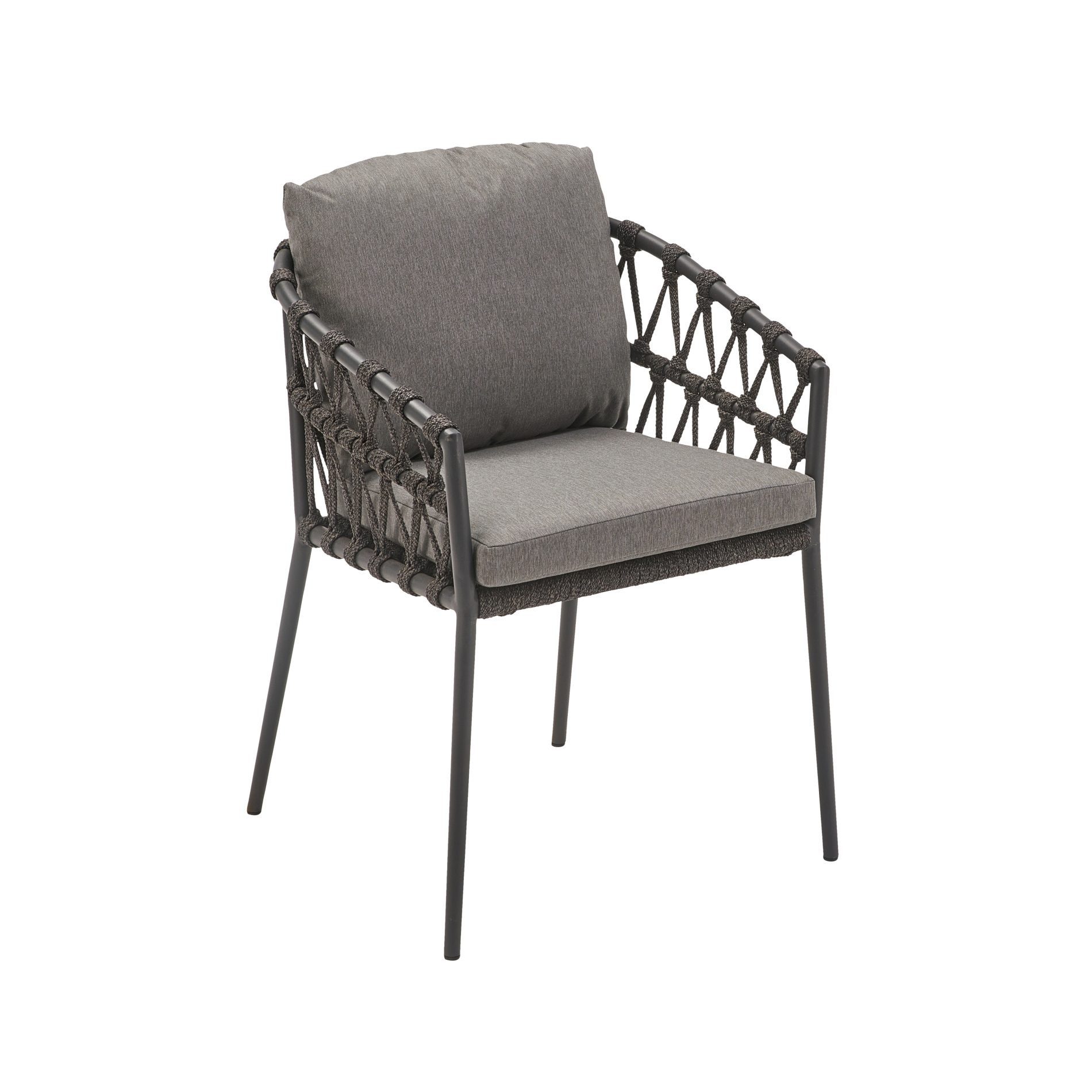 CASA DOMA Gartenstuhl Messina Diningsessel, Gartensessel, Outdoorstuhl für Terrasse & Balkon, Aluminium anthrazit, Bezüge Olefin in Mittelgrau