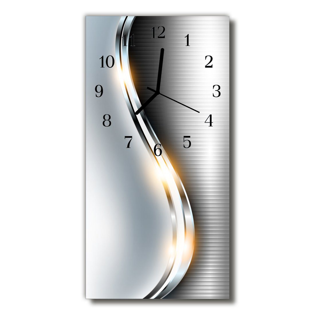 Tulup Wanduhr Silberne Welle Moderne Küche Stille Glasuhr 30 cm x 60 cm (Analog, Stille Uhr) | Wanduhren