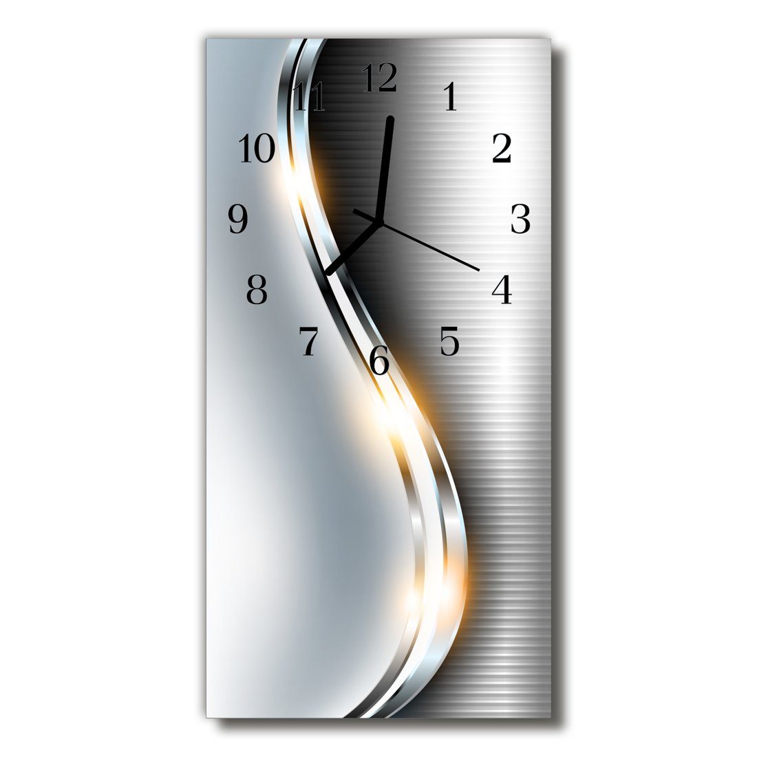 Tulup Wanduhr Silberne Welle Moderne Küche Stille Glasuhr 30 cm x 60 cm (An günstig online kaufen